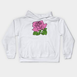 Pink Rose Print Kids Hoodie